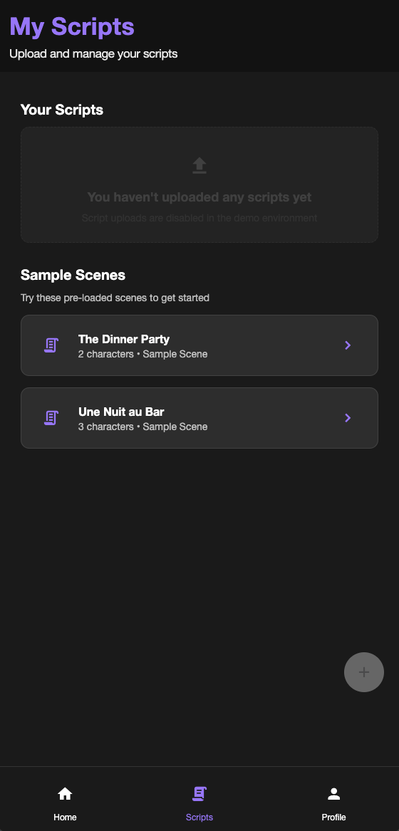selfTape App Interface